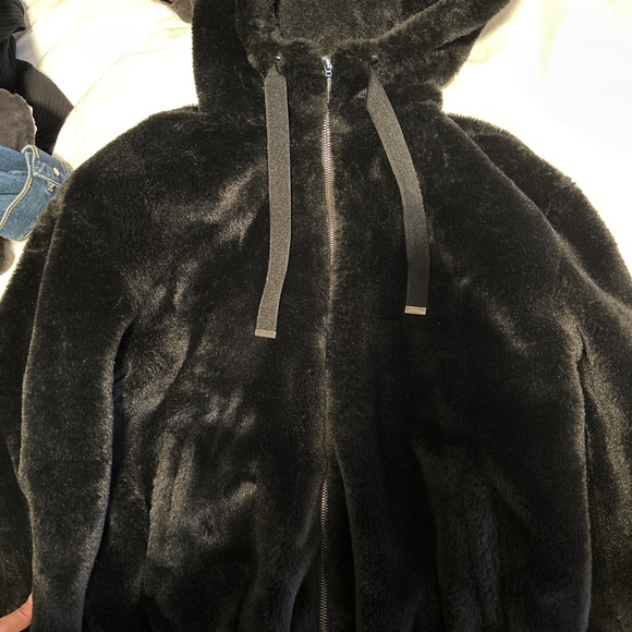 Black fur bomber coat - Picture 2 of 2